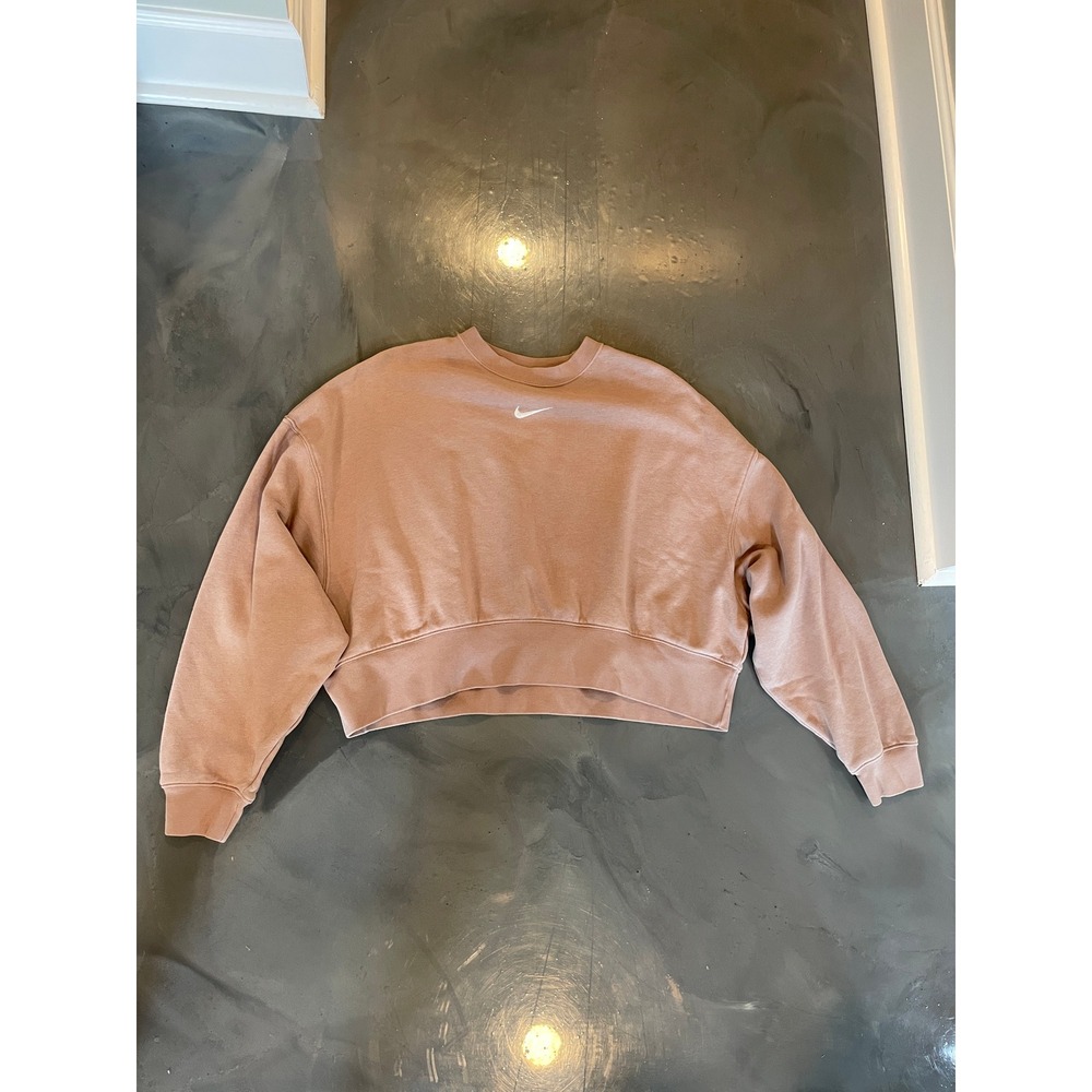 Nike Sportswear Phoenix Fleece Cropped Sweatshirt Mauve Pink XS Oversized